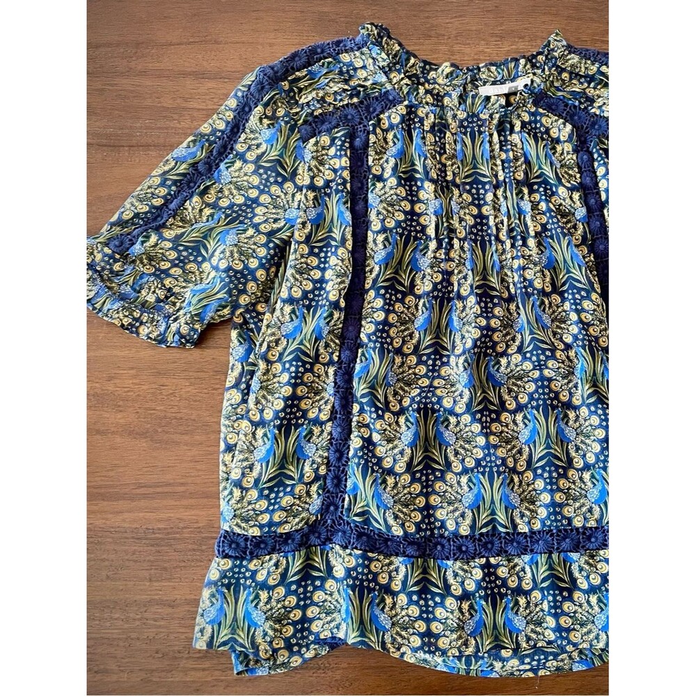 Daniel Rainn Navy Blue Floral/Peacock Blouse